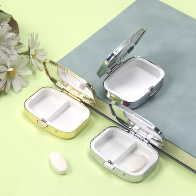 Portable Seal Metal Medicine Box With Mirror Travel Pill Capsule Storage Box u