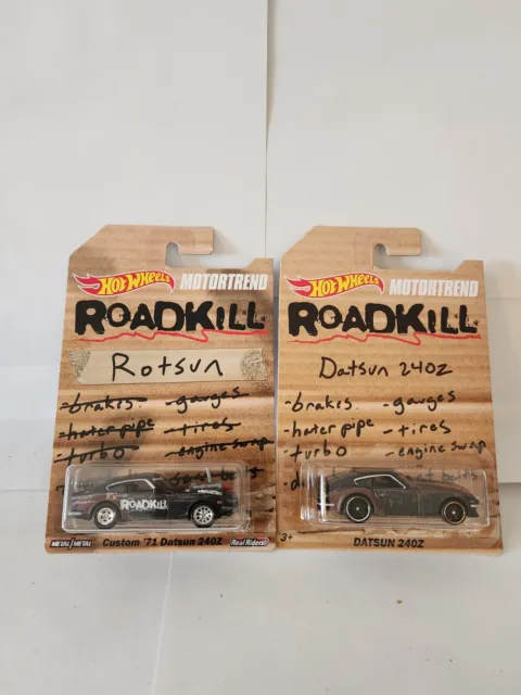 Hot Wheels Motor Trend Roadkill  Datsun and Rotsun in protector  P100