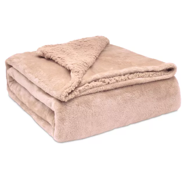 Sherpa Canape Couverture Polaire 130x160cm, Épaisse Warm Plaid Blanket   Briebe