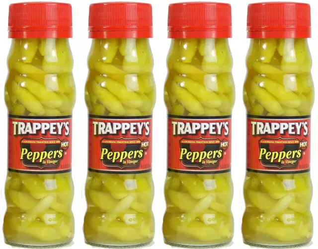 Trappeys Peppers in Vinegar, Hot, 4.5 oz Pack of 4