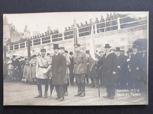 cpa Rare Carte Photo BELGIQUE ANVERS 1919 TOUR de FRANCE Fête Guerre Militaires