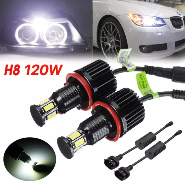 2x H8 LED Angel Eyes 120 W anelli luce di posizione per BMW E60 E61/71/70/82 LCI E90 E91