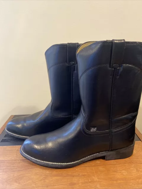 JUSTIN BASICS ROPER Cowboy Boots Mens 13D Western Black Leather Casual ...