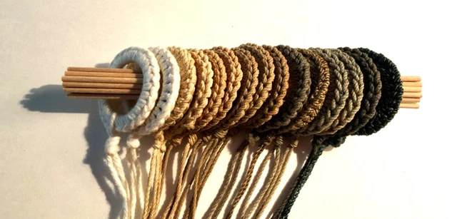 Vintage Hand crocheted Window shade pulls (15) cool colors
