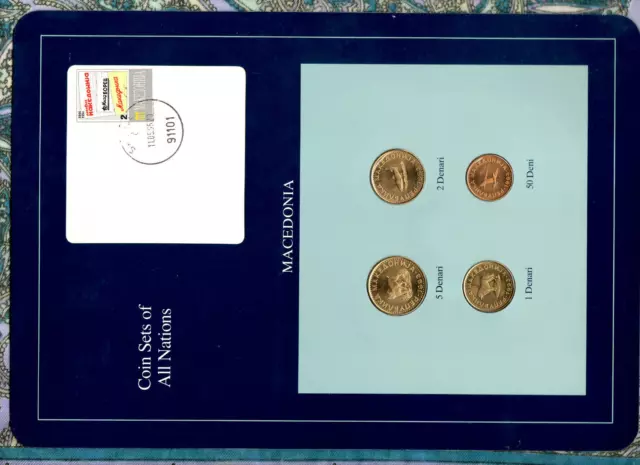 Coin Sets of All Nations Macedonia w/card  all 1993 UNC 50 Deni, 5, 2, 1 Denari