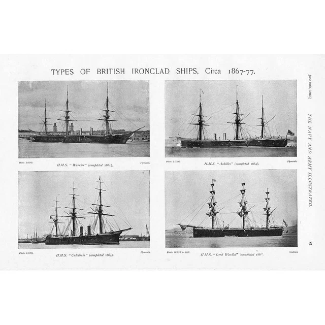 ROYAL NAVY TYPES of Ironclad Ships 18671877 Antique Print 1897 £11.