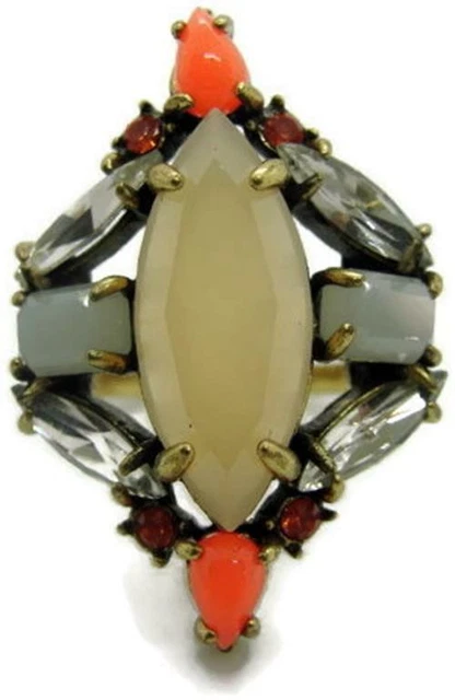 sz 6 adj Stella & Dot Multiple Colors Gold Tone Costume Fashion Girl Woman Ring