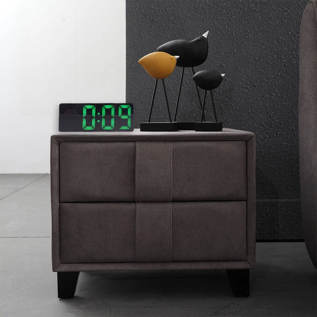 Mirror LED Alarm Clock Night Light Thermometer Digital Clock USB Charging Black