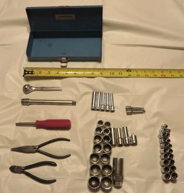 Huge Lot Kraeuter USA Tools - Ratchet - Extensions - Spinner - Sockets - Pliers