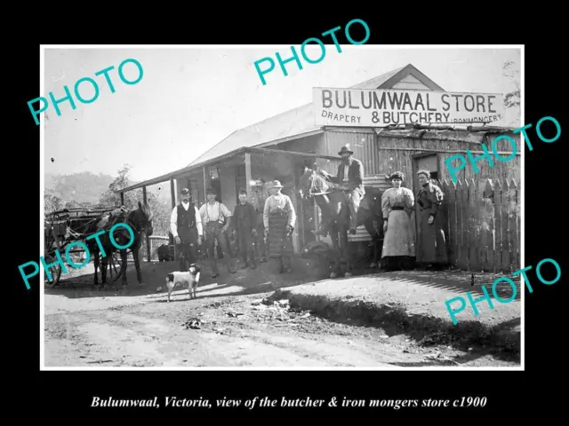 OLD LARGE HISTORIC PHOTO BULUMWAAL VICTORIA THE BUTCHER & IRONMONGER c1900