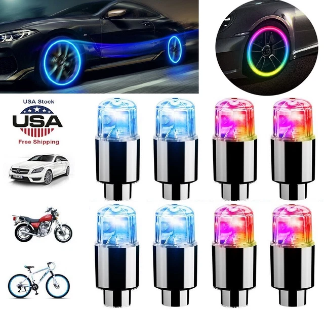 8× LED Car / Motorcycle Wheel Lights Tire Valve Stem Cap Tyre Spoke Flash Lights