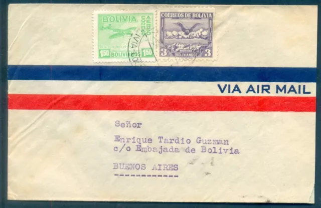 Bolivia To Argentina Consular Airmail Cover 1945