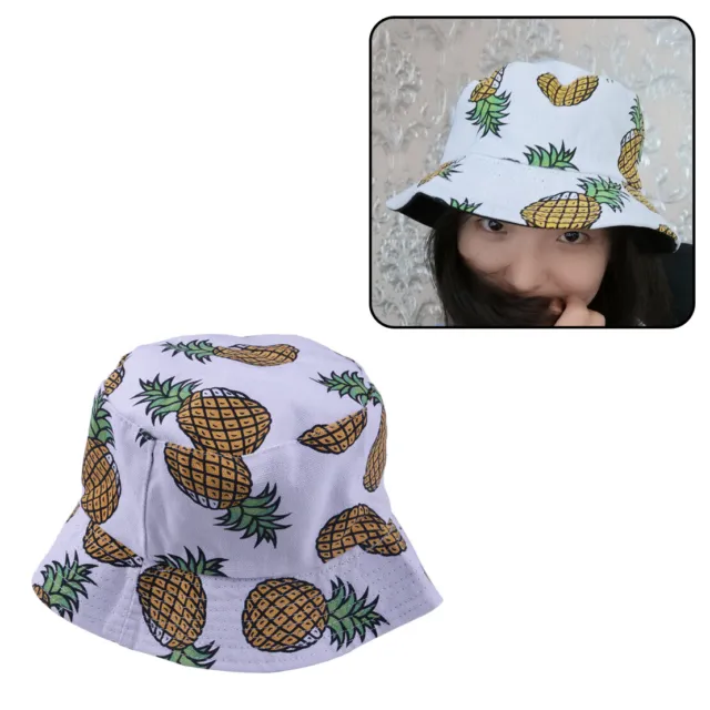 Cute Pineapple Fruit Print Bucket Fishing Fisherman Hat Cap Sunhat Unisex n