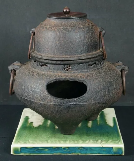 Tea Ceremony Chagama Japan cast iron kettle art 1950s Sado craft