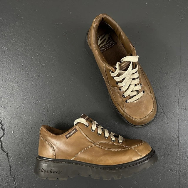 Vintage 90s Skechers F26 Jammers Style Chunky Platform Leather Shoes. Size 8.5