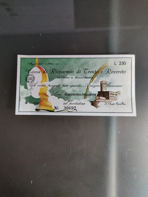 Miniassegni Banca Di Trento E Rovereto 1977