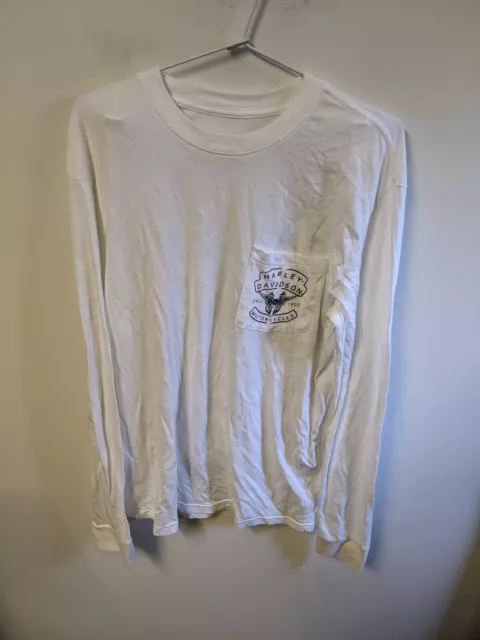 Harley Davidson Shirt Mens Size Medium White Long Sleeve Biker Motorbike Tee