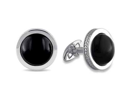 Brand New Cabochon Flat Bottom-Cut Bezel Set Black Onyx Handmade Fine Cufflinks