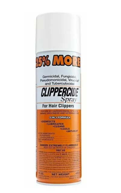 Clippercide Spray For Hair Clippers 5 in 1 Formula 15 Oz " 25% extra free " 2