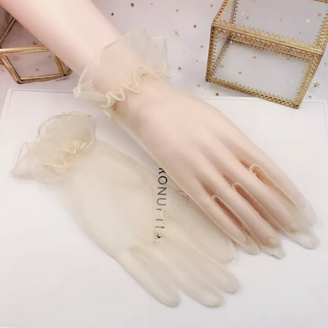 Wedding Bride Gloves Dress Wedding Fashion Ruffled Gloves Evening Gloves