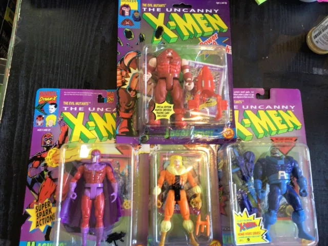 SET 4 UNCANNY X-MEN EVIL MUTANTS ACTION FIGURES MARVEL TOY BIZ 1990s NOC MAGNETO