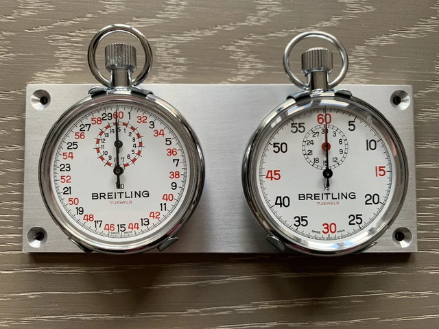 VINTAGE BREITLING STOPWATCH Set Dashboard Rally Timer 2 (Mint and Boxed ...
