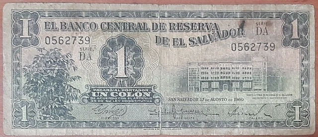 El Salvador 1 Colon Bcr Building And Cafeto Design Serie Da 1960