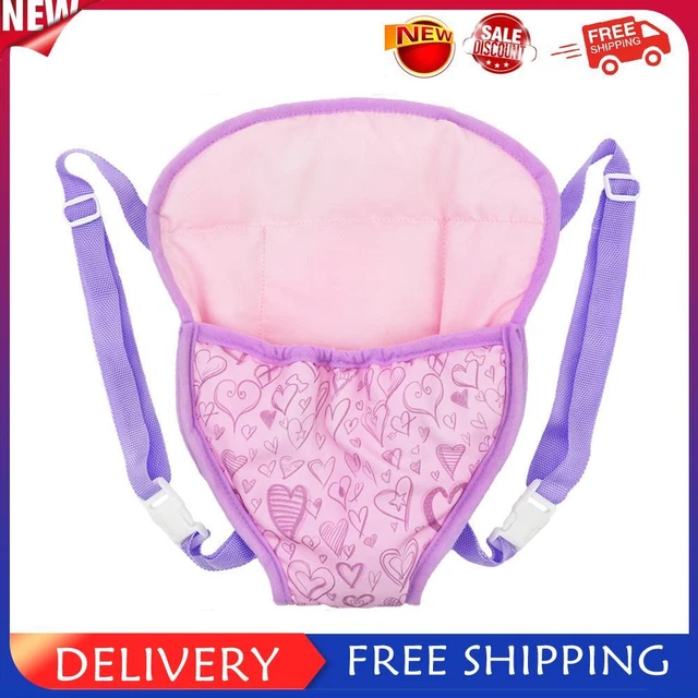 Portable Doll Carrier Front Bag Strap Pretend Play Toy (Purple Heart)