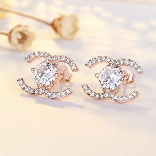 Women Lady Elegant Crystal Rhinestone X shape Ear Stud Earrings Gift New Fashion