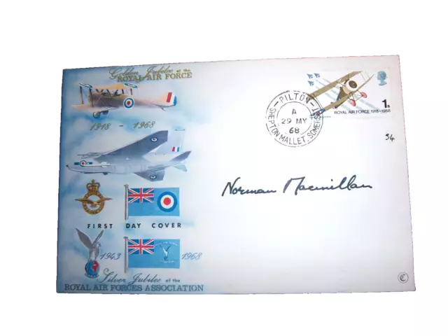 V/Rare - 1968 Wing Commander Norman Macmillan Signed Raf Golden Jubilee Cover