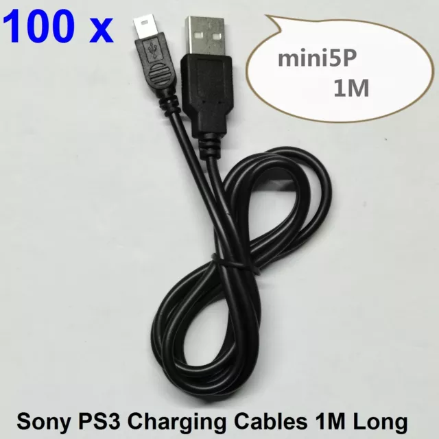 Lots 100 x 1M 3FT For Sony PS3 Playstation 3 Controller USB Data Charing Cables