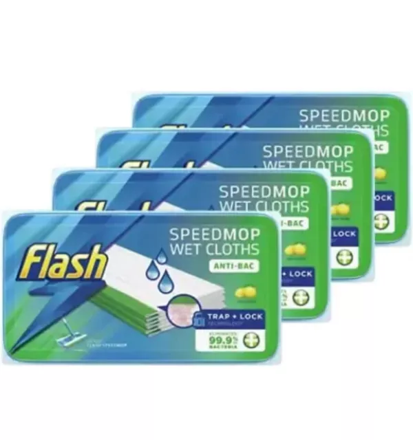 Flash Speedmop Wet Cloth Refills, Floor Cleaner Lemon Anti-Bac, 96 Wipes 24x4