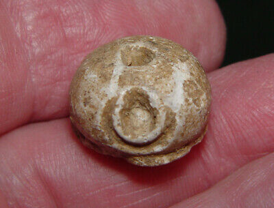 Pre-Columbian Aztec,Toltec, Mayan Carved Stone Earspool or Spindle Whorl 2