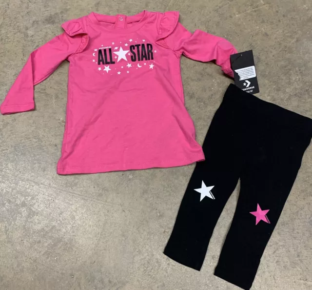 Converse All Star 2 Piece Set New With Tags Size 24 Months Pink/Black 2