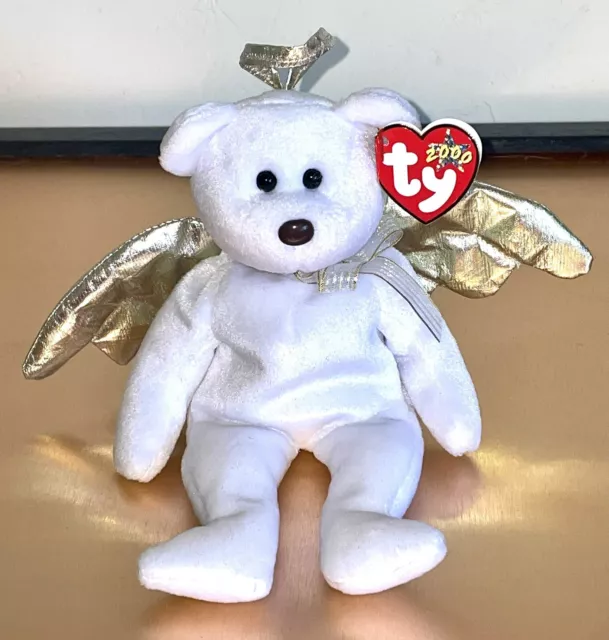 Ty Beanie Baby HALO 2 4269 2000 Angel Bear Plush Toy Tag Errors With Brown Nose