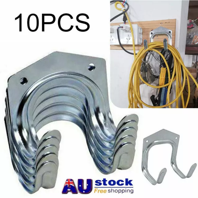 10pcs Tool Storage Double Hooks Hangers Wall Iron Holder Garage Garden Set Tools