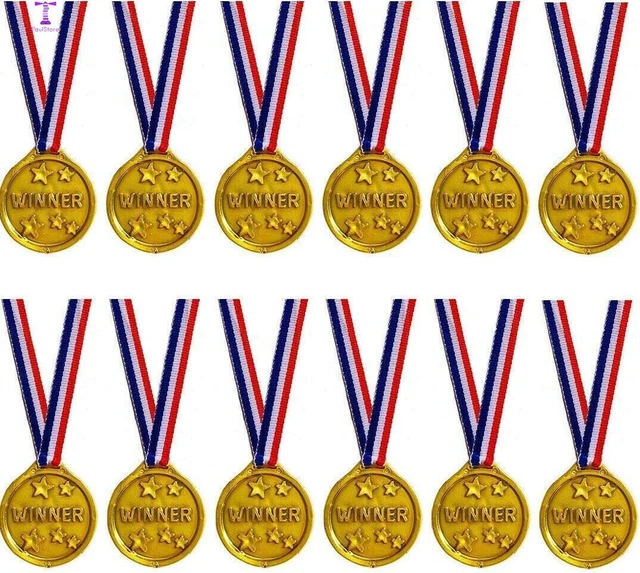 12 Pcs Kids Plastic Gold Medals Winners Sports Day Games Award Prize Party Toys