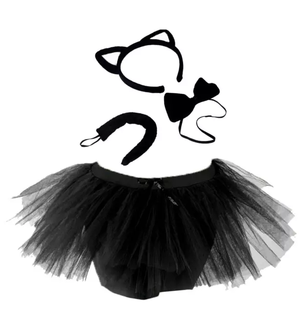 Bambine STREGHE GATTO NERO Ragazze Abito Halloween Accessorio Costume Set TUTU