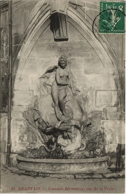 CPA BEAUVAIS - decorative fountain rue de la Frette (130288)
