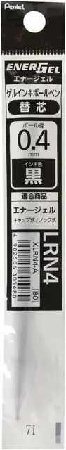 Pentel Gel Ink Ballpoint Pen Refill Energel 0.4 Black XLRN4-A 4pcs