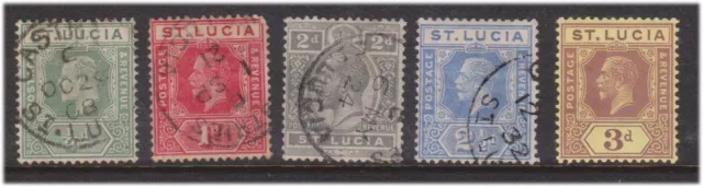 (F36-48) 1912-21 St Lucia mix of 4stamps Edward VII & KGV 1/2d to 3d (AW)