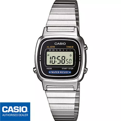 CASIO LA670WEA-1EF⎪LA670WEA-1⎪Original⎪Vintage MINI⎪Plata⎪MUJER⎪Retro⎪NEGRO