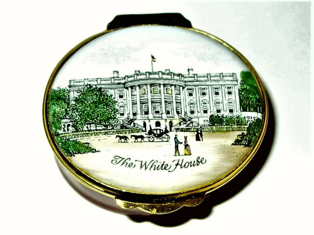 Crummles English Enamel Box - The White House - U. S. Presidents - Washington Dc