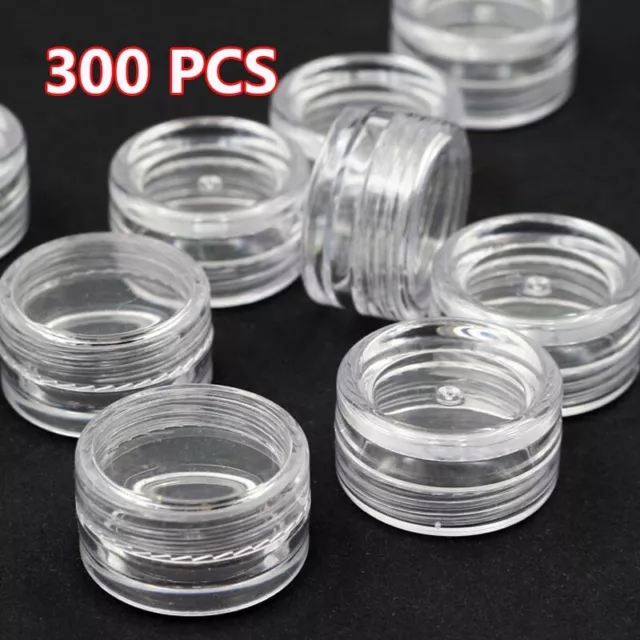 300pcs 3 gram Plastic Empty Jars cosmetic makeup cream container Jewelry 3g 3ml