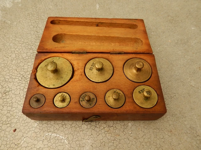 Ventage Set Brass Jewelry Scale Weights - Original Covered Box