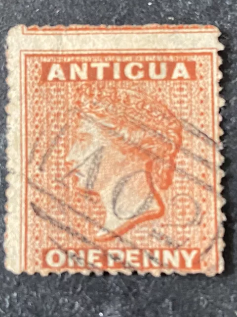 ANTIGUA, SCOTT # 3, 1p. VALUE VERMILLION  WMK. STAR 1863-67 QV ISSUE USED