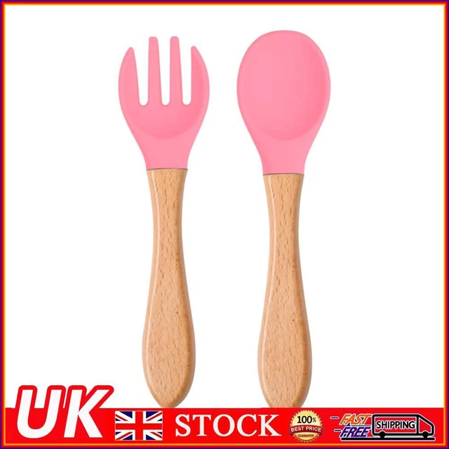 Baby Wooden Silicone Feeding Spoon Toddlers BPA-free Tableware (14)