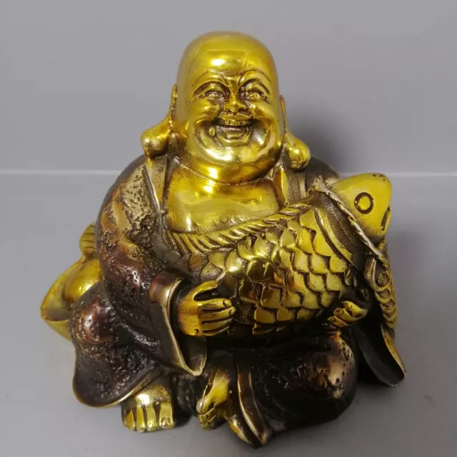 collection Chinese red copper gilt handmade Maitreya Buddha exquisite statue