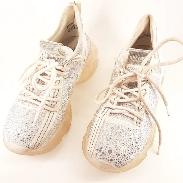 Steve Madden Womens Maxima Multi White Rhinestone Sneakers Size 9 M Bling