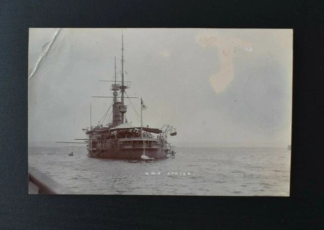 VINTAGE POSTKARTE ROYAL Navy Schiff Schlachtschiff HMS Afrika